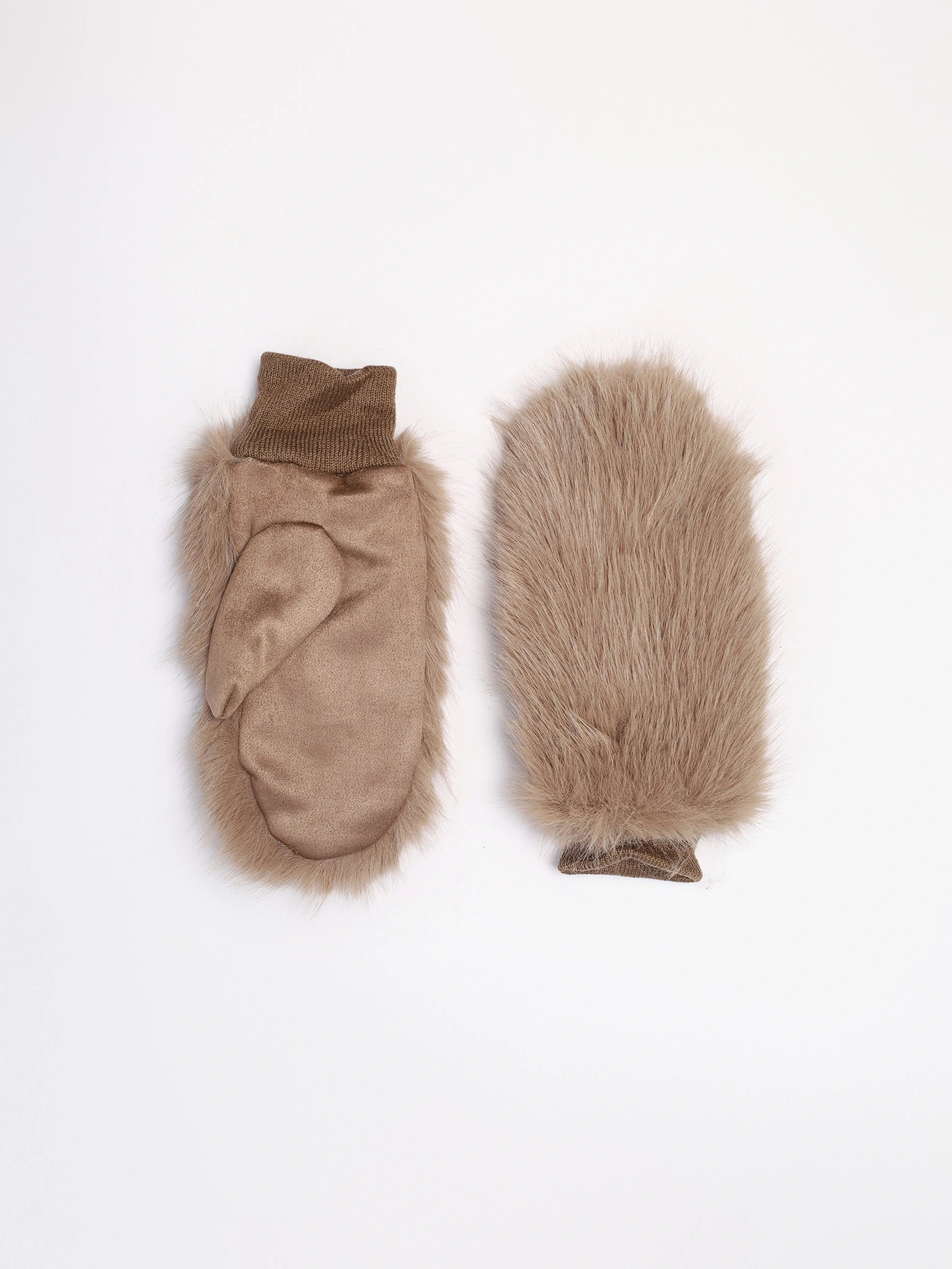 Варежки меховые комбинированные